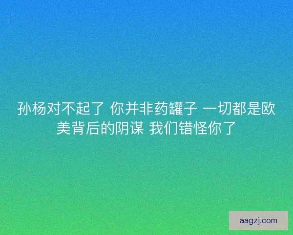 孙杨对不起了 你并非药罐子 一切都是欧美背后的阴谋 我们错怪你了