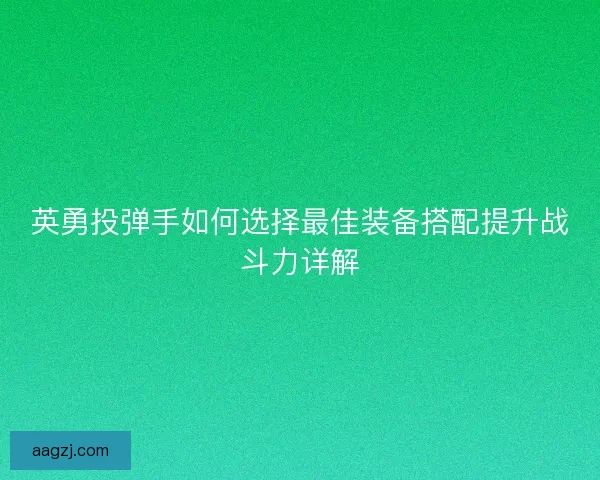 英勇投弹手如何选择最佳装备搭配提升战斗力详解