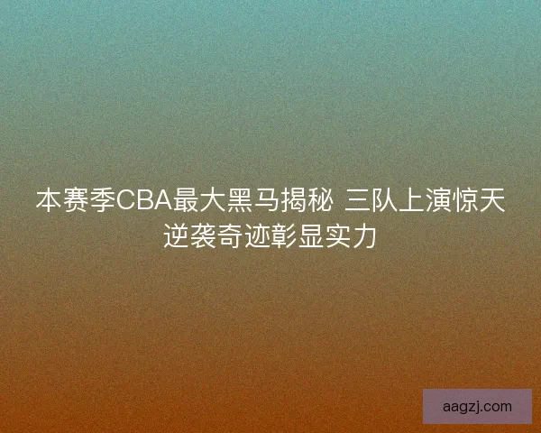 本赛季CBA最大黑马揭秘 三队上演惊天逆袭奇迹彰显实力